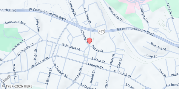 Map showing Grace Network at 16 Liberty St., Martinsville, VA
