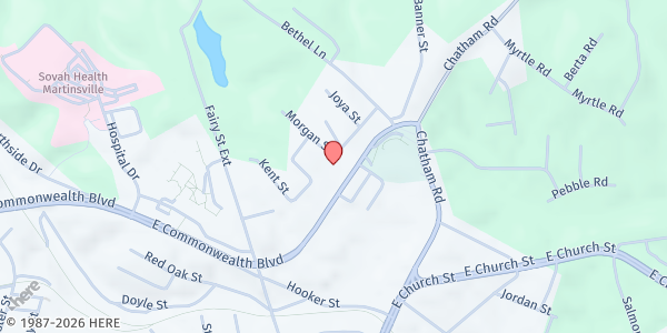 Map showing Grace Network - Food Distribution Center at 433 Commonwealth Blvd E, Martinsville, VA