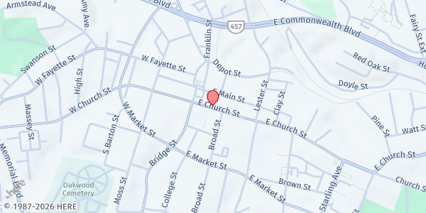 Map showing West Piedmont Business Development Center at West Piedmont Business Development Center, Martinsville, VA