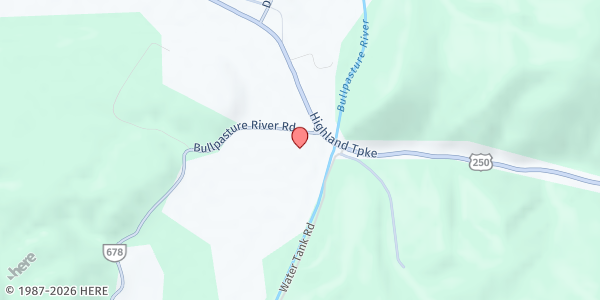 Map showing Highland Mobile Food Pantry at 67 Bullpasture River Rd., McDowell, VA