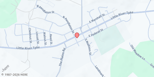 Map showing Seven Loaves Services - Middleburg at 15 W. Washington St., Middleburg, VA