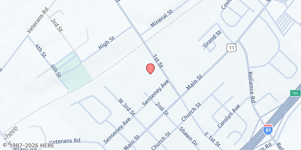 Map showing Brookside Church Food Pantry at 2425 1st Street, Middletown, VA