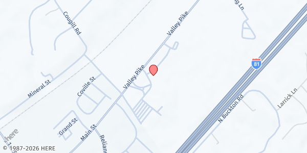 Map showing Laurel Ridge Community College Food Pantry at 173 Skirmisher Lane, Middletown, VA