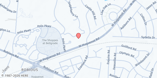 Map showing St. Matthias Episcopal Church at 11300 West Huguenot Road, Midlothian, VA