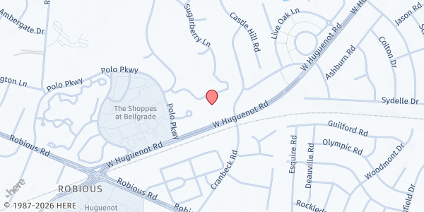 Map showing St. Matthias Episcopal Church - Main Location at 11300 West Huguenot Road, Midlothian, VA