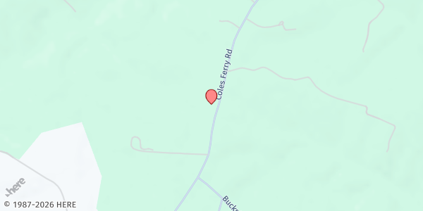Map showing Ellis Creek Baptist Church at 2159 Coles Ferry Road, Nathalie, VA