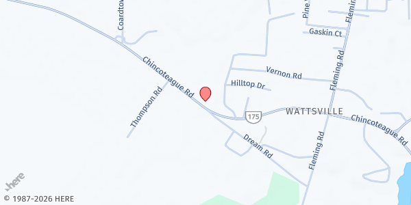 Map showing Operation Help-Friendship United Methodist Church at 32347 Chincoteague Rd., New Church, VA