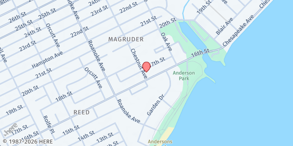 Map showing Calvary SDA Church at 1200 17th Street, Newport News, VA