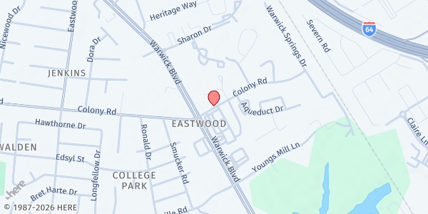 Map showing Divine Trinity Outreach at 66 Colony Road, Newport News, VA