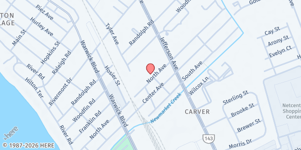 Map showing E House, Inc. at 521 North Ave, Newport News, VA