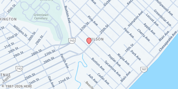 Map showing Faith & Deliverance Recovery Outreach at 1609 25th Street, Newport News, VA