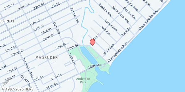 Map showing Greater Joy COGIC at 72 Walnut Ave, Newport News, VA