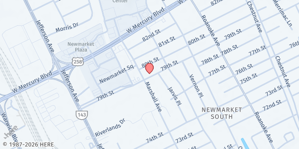 Map showing House Me - Newport News at 811 79th Street, Newport News, VA