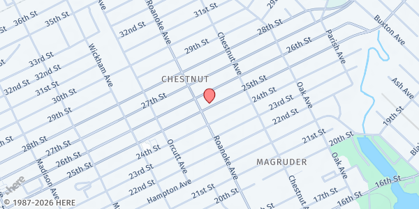 Map showing House of Blessings at 1113 25th Street, Newport News, VA