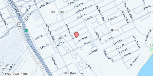 Map showing Mount Moriah RZUA Church at 718 18th Street, Newport News, VA