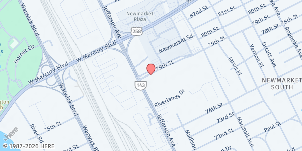 Map showing Peninsula Hispanics SDA Church at 682 79th Street, Newport News, VA