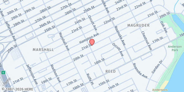 Map showing Temple of Refuge at 906 21st Street, Newport News, VA