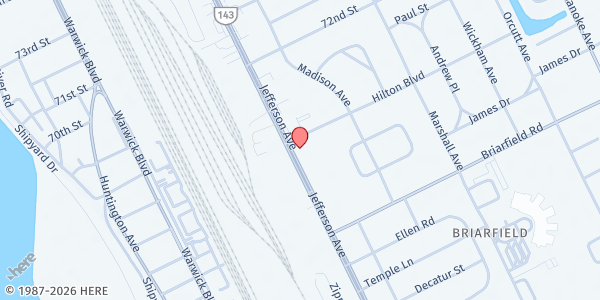 Map showing The Lighthouse Church at 604 Hilton Boulevard, Newport News, VA