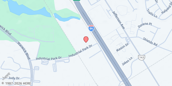 Map showing WOW-2 Worship Center/ Food Bank at 525 Industrial Park Dr, Newport News, VA