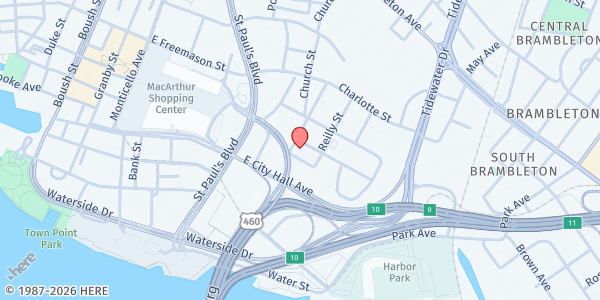 Map showing Basilica Of Saint Mary's-Food Pantry at 232 Chapel St, Norfolk, VA