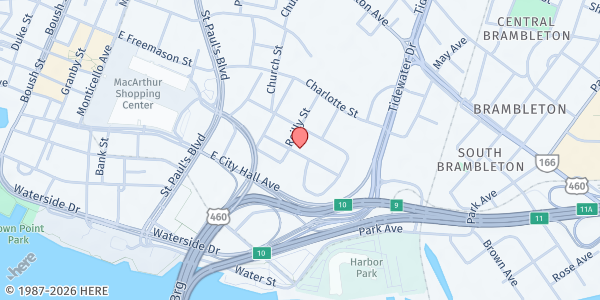 Map showing Basilica of Saint Mary's Pantry at 1000 Holt St., Norfolk, VA