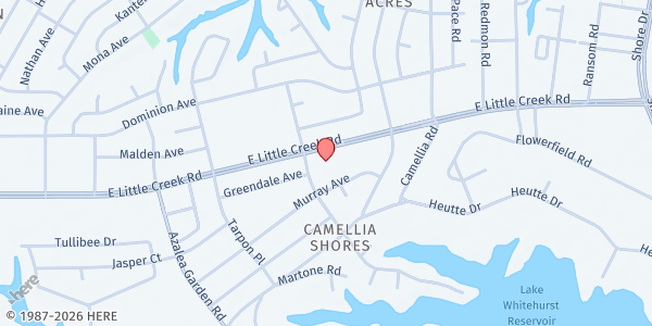 Map showing Calvin Church Youth - Food Distribution Center at 2901 E Little Creek Rd, Norfolk, VA