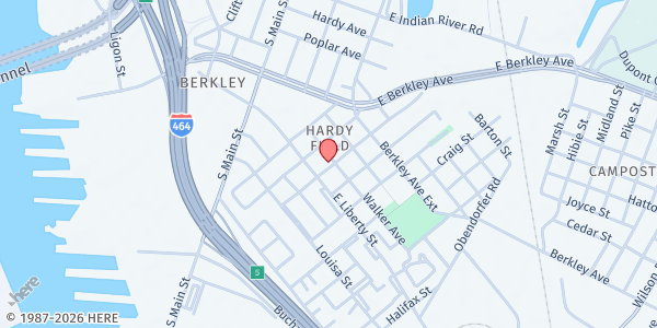 Map showing Corner Stone Christian Center at 419 Walker Ave., Norfolk, VA