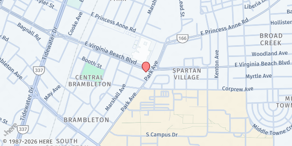 Map showing Jordan Newby Foodbank at 961 Park Ave, Norfolk, VA