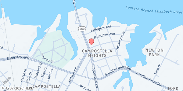 Map showing Metropolitan AME Zion Church at 1710 Springfield Ave., Norfolk, VA