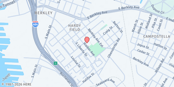 Map showing New Central Baptist Church at 700 Walker Ave., Norfolk, VA