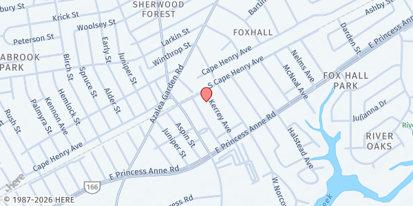 Map showing New Horizon Outreach at 1565 Kerrey Ave., Norfolk, VA