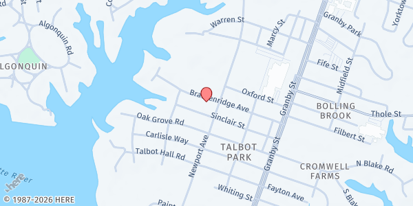 Map showing Royster Memorial Presbyterian at 6901 Newport Ave., Norfolk, VA