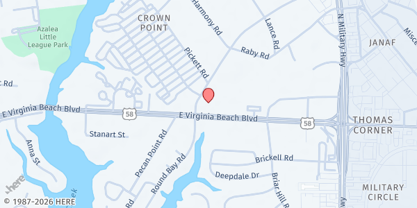 Map showing Salvation Army Norfolk at 5525 Raby Rd, Norfolk, VA