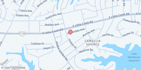 Map showing St. John's United Methodist Church at 2709 Greendale Ave, Norfolk, VA