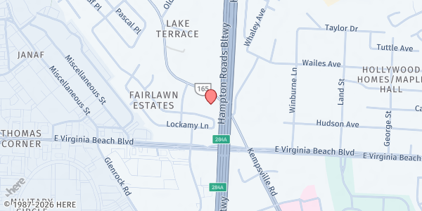 Map showing St Timothy Lutheran Church at 1051 Kempsville Rd., Norfolk, VA