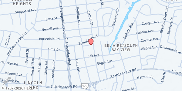 Map showing Third Presbyterian Church at 8065 Carlton St., Norfolk, VA