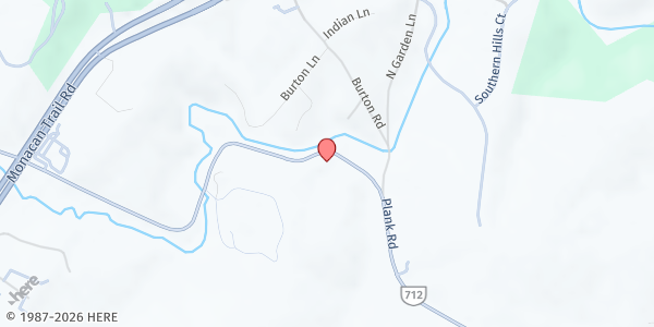 Map showing North Gardens Ministries at 4637 Plank Road, North Garden, VA