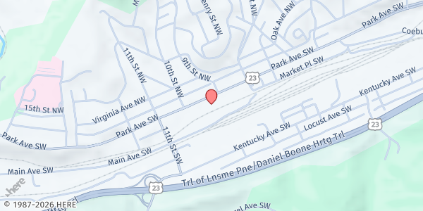 Map showing light the night ministries - Food Distribution Center at 925 Park Ave NW, Norton, VA