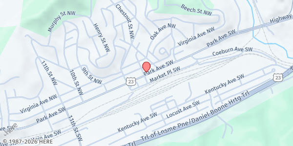 Map showing Norton Welfare Department at 644 Park Ave NW, Norton, VA