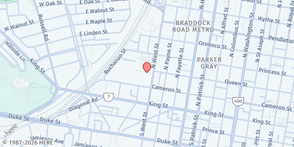 Map showing Jefferson-Houston Elementary School at 1501 Cameron Street, Old Town West, VA