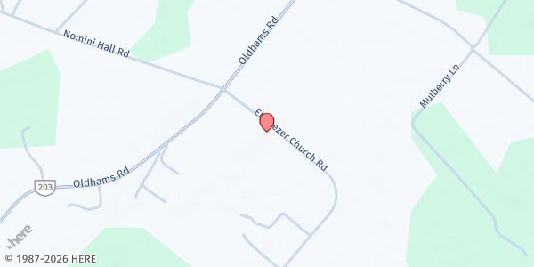 Map showing Ebenezer U.M.C. Food Pantry at 144 Ebenezer Church Road, Oldhams, VA