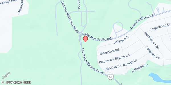 Map showing Effort Church at 7820 Thomas Jefferson Parkway, Palmyra, VA