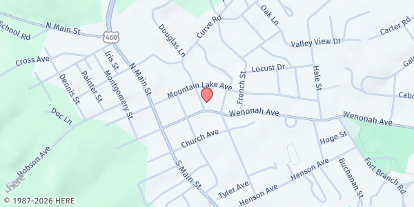 Map showing Giles Health & Family Center Inc at 701 Wenonah Ave, Pearisburg, VA