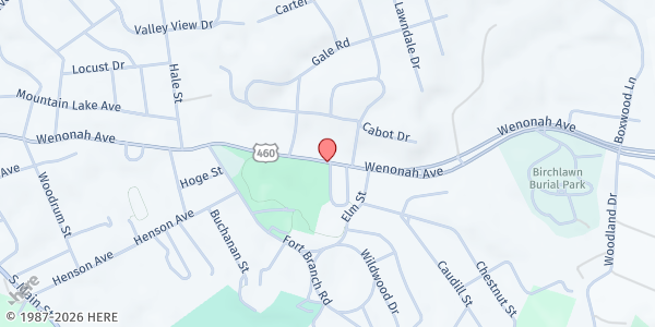 Map showing New River Community Action Inc - Pearisburg at 1410A Wenonah Ave, Pearisburg, VA
