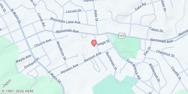 Map showing Pearisburg Presbyterian Church at 114 Easley St, Pearisburg, VA