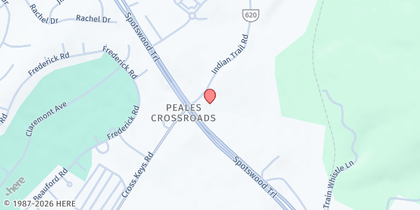 Map showing Massanutten Presbyterian Church at 50 Indian Trail Road, Penn Laird, VA