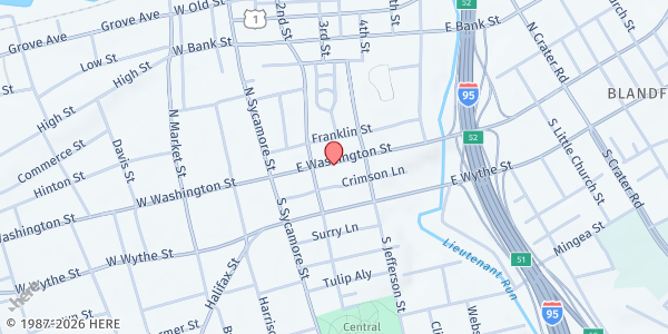 Map showing CARES, Inc. - Petersburg at 120 E Washington St, Petersburg, VA