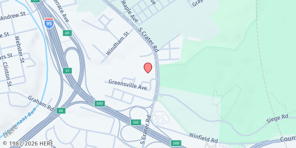 Map showing Jesus Way Fellowship Center at 660 S Crater Rd, Petersburg, VA