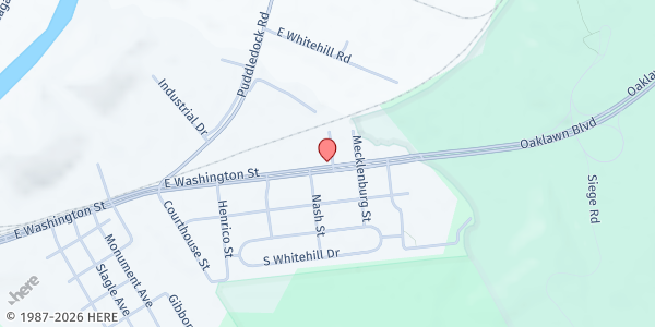 Map showing Petersburgh Muslim Center at 2219 E. Washington St., Petersburg, VA