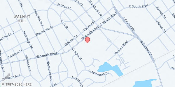 Map showing Shiloh SDA Food Pantry at 310 West South Boulevard, Petersburg, VA